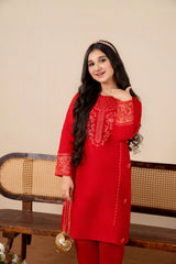 Khayat Stitched 2 Piece Emb Cotton Lawn Summer Suit-2-pc Redish