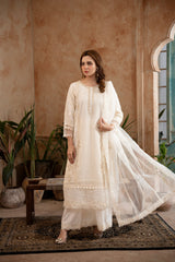 Shehr R Husn By Manahils Stitched 3 Piece-182-OFF WHITE