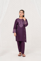 Khayat Stitched 2 Piece Emb Cotton Lawn Summer Suit-2-pc Purple