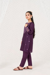 Khayat Stitched 2 Piece Emb Cotton Lawn Summer Suit-2-pc Purple