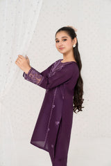Khayat Stitched 2 Piece Emb Cotton Lawn Summer Suit-2-pc Purple