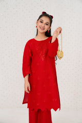 Khayat Stitched 2 Piece Emb Cotton Lawn Summer Suit-2-pc Red