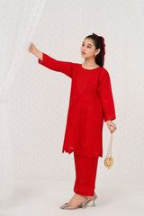 Khayat Stitched 2 Piece Emb Cotton Lawn Summer Suit-2-pc Red