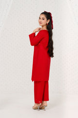 Khayat Stitched 2 Piece Emb Cotton Lawn Summer Suit-2-pc Red