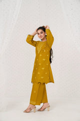 Khayat Stitched 2 Piece Emb Cotton Lawn Summer Suit-2-pc Mustard