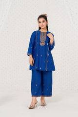Khayat Stitched 2 Piece Emb Cotton Lawn Summer Suit-2-pc Royal Blue