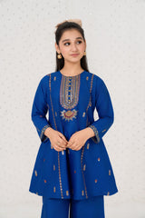 Khayat Stitched 2 Piece Emb Cotton Lawn Summer Suit-2-pc Royal Blue