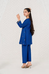 Khayat Stitched 2 Piece Emb Cotton Lawn Summer Suit-2-pc Royal Blue