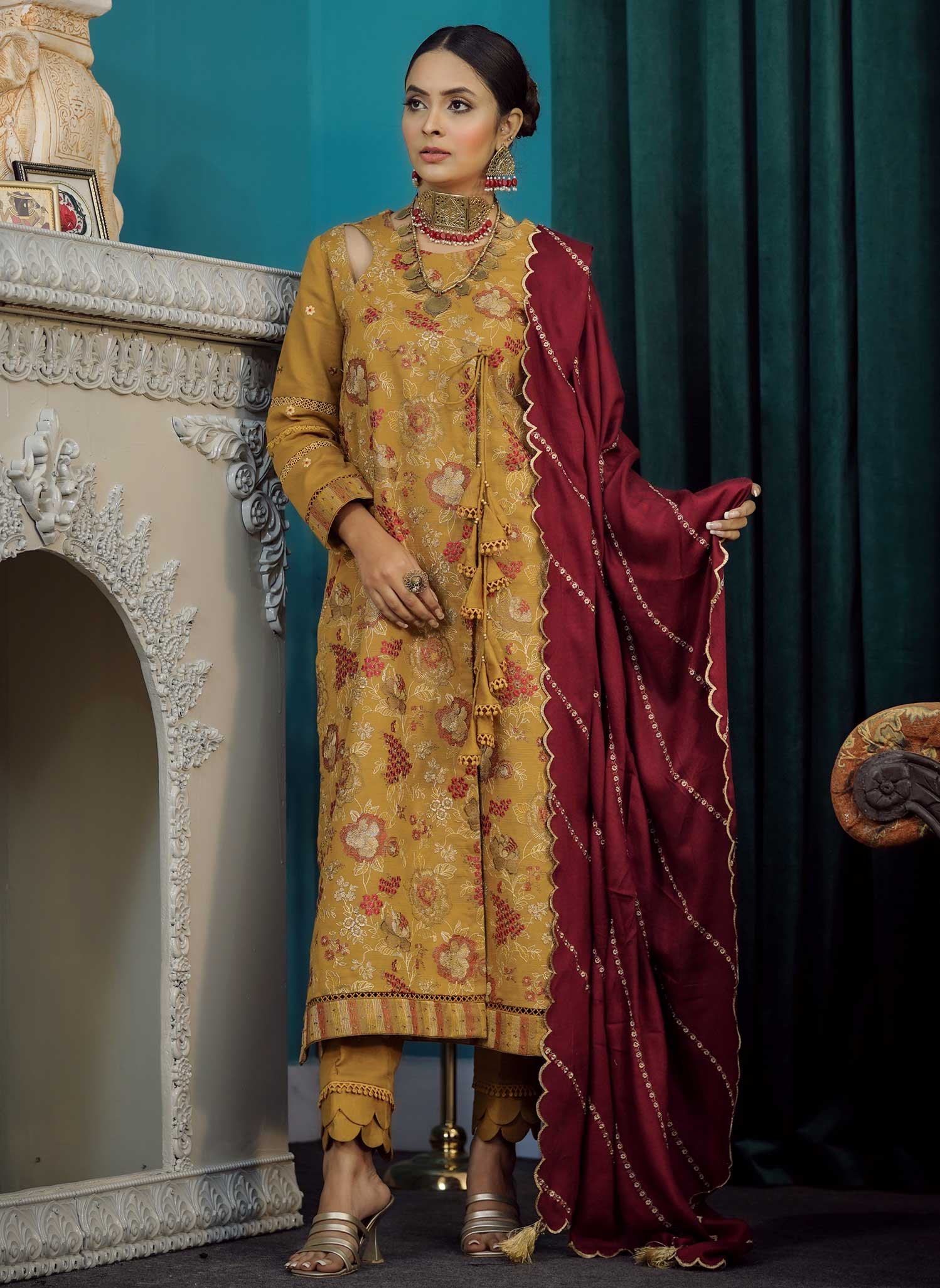 Moksh By Aayra Unstitched Winter Collection'2025-Mustard