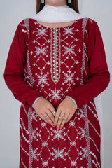 Aayra Stitched 3 Piece Emb Lawn Suit-LL005SP1-RED