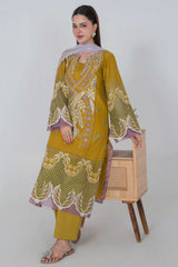 Aayra Stitched 3 Piece Emb Lawn Suit-LL003SP1-MUSTARD