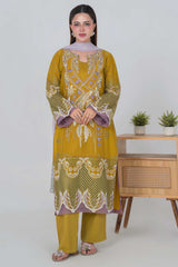 Aayra Stitched 3 Piece Emb Lawn Suit-LL003SP1-MUSTARD