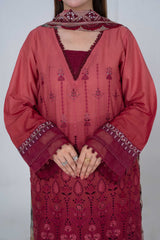 Aayra Stitched 3 Piece Emb Lawn Suit-LL004SP1-RUST