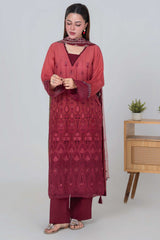 Aayra Stitched 3 Piece Emb Lawn Suit-LL004SP1-RUST