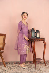 Khayat Stitched 3 Piece Festive Formals Kids Suit-Lilac
