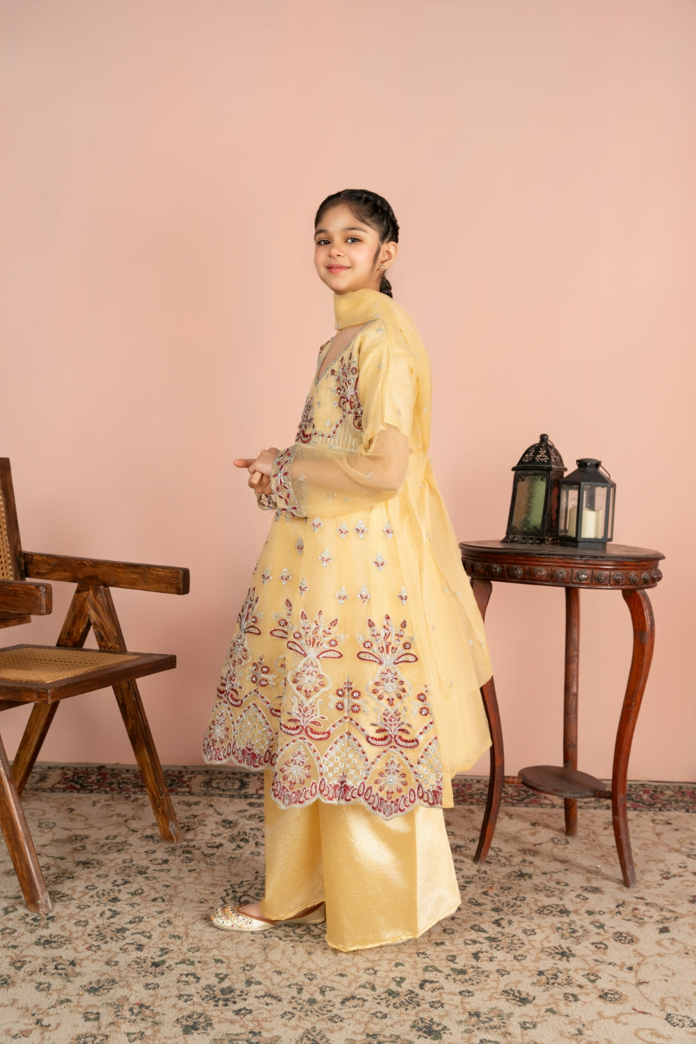 Khayat Stitched 3 Piece Kids Formals Collection'2025 Lemon Yellow