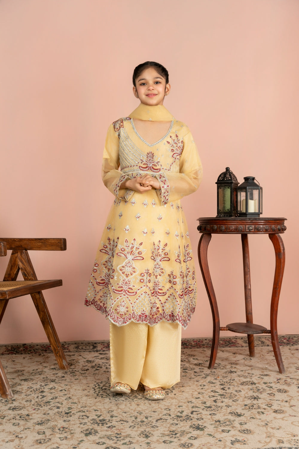 Khayat Stitched 3 Piece Kids Formals Collection'2025 Lemon Yellow