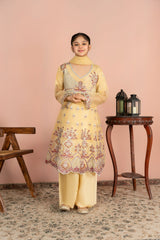 Khayat Stitched 3 Piece Kids Formals Collection'2025 Lemon Yellow