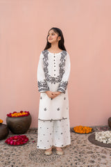 Khayat Stitched 2 Piece Emb Cotton Lawn Summer Suit-White-KHA-K-W