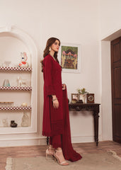 Geet By Al Harir Stitched 3 Piece Summer Suit-AH007-Geet-Maroon
