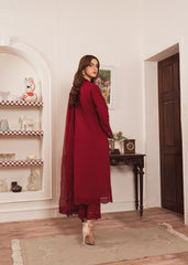 Geet By Al Harir Stitched 3 Piece Summer Suit-AH007-Geet-Maroon