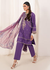 Meerak Stitched 3 Piece Emb Solid Summer Suit-Nawal