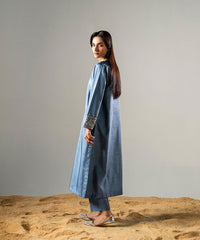 Zarqash By Kross Kulture Stitched 2PC - Raw Silk Suit Suit-0001770-XSM-BGY