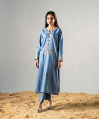 Zarqash By Kross Kulture Stitched 2PC - Raw Silk Suit Suit-0001770-XSM-BGY