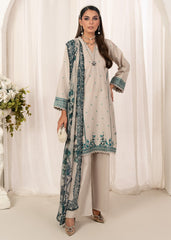 Meerak Stitched 3 Piece Emb Solid Summer Suit-Hooriya