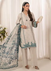 Meerak Stitched 3 Piece Emb Solid Summer Suit-Hooriya