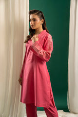 Basics By Zouj Stitched Co Ords Emb S/S Collection'2025-Pink