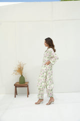 Preet Print Edit By Suitsu Stitched Summer Suit-Ivy Lavender Mint