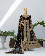Saira Sultana Stitched Wedding Formals Suit-Muneeha-Black