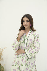 Preet Print Edit By Suitsu Stitched Summer Suit-Ivy Lavender Mint