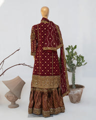 Saira Sultana Stitched Wedding Formals Suit-Zunairah-Maroon