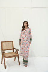 Preet Print Edit By Suitsu Stitched Summer Suit-Zaha Pastel Flora
