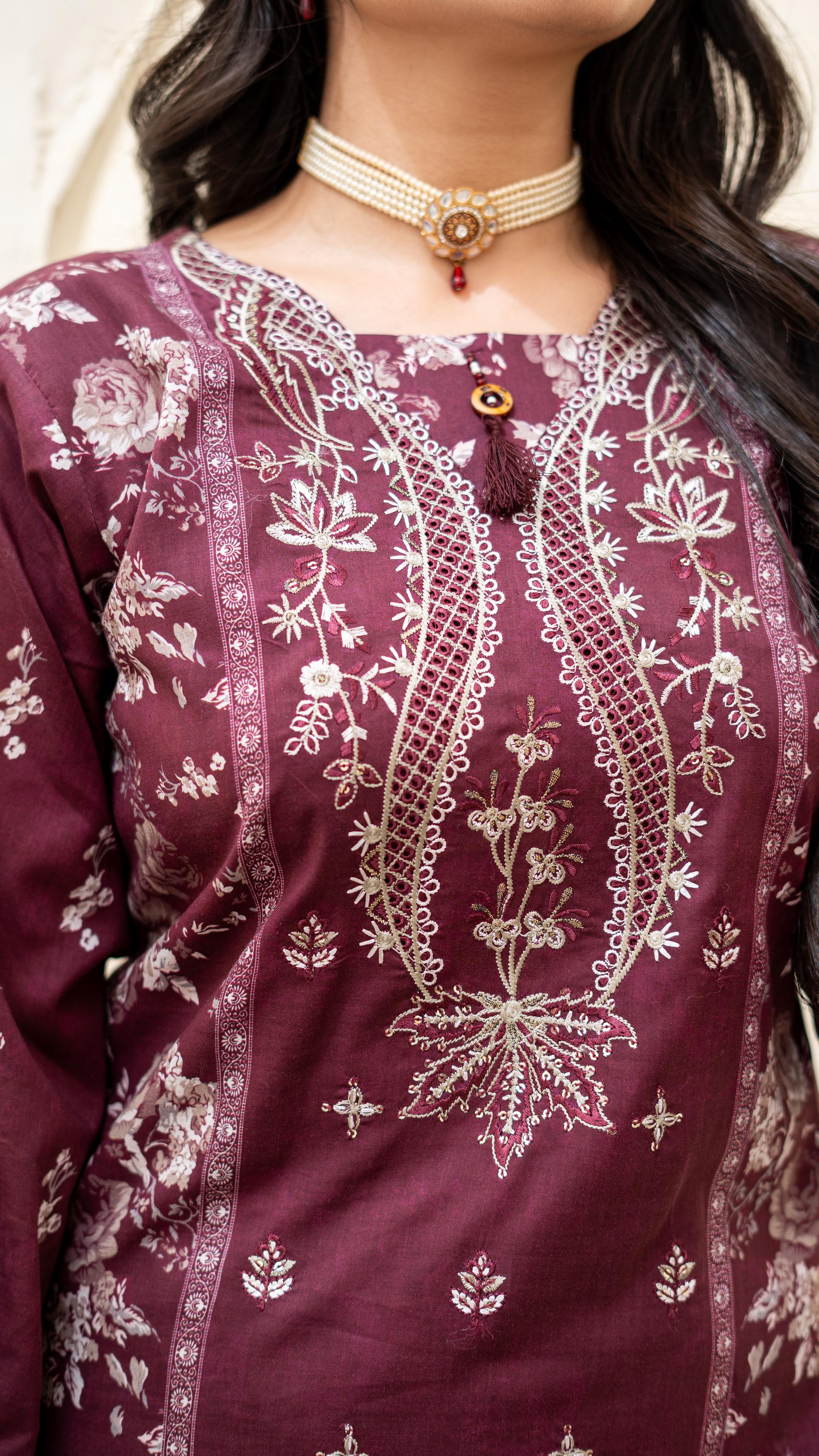 Dressline Launching New Unstitched  3 Pcs Premium Chikankari Emb Digital Printed Lawn Collection
