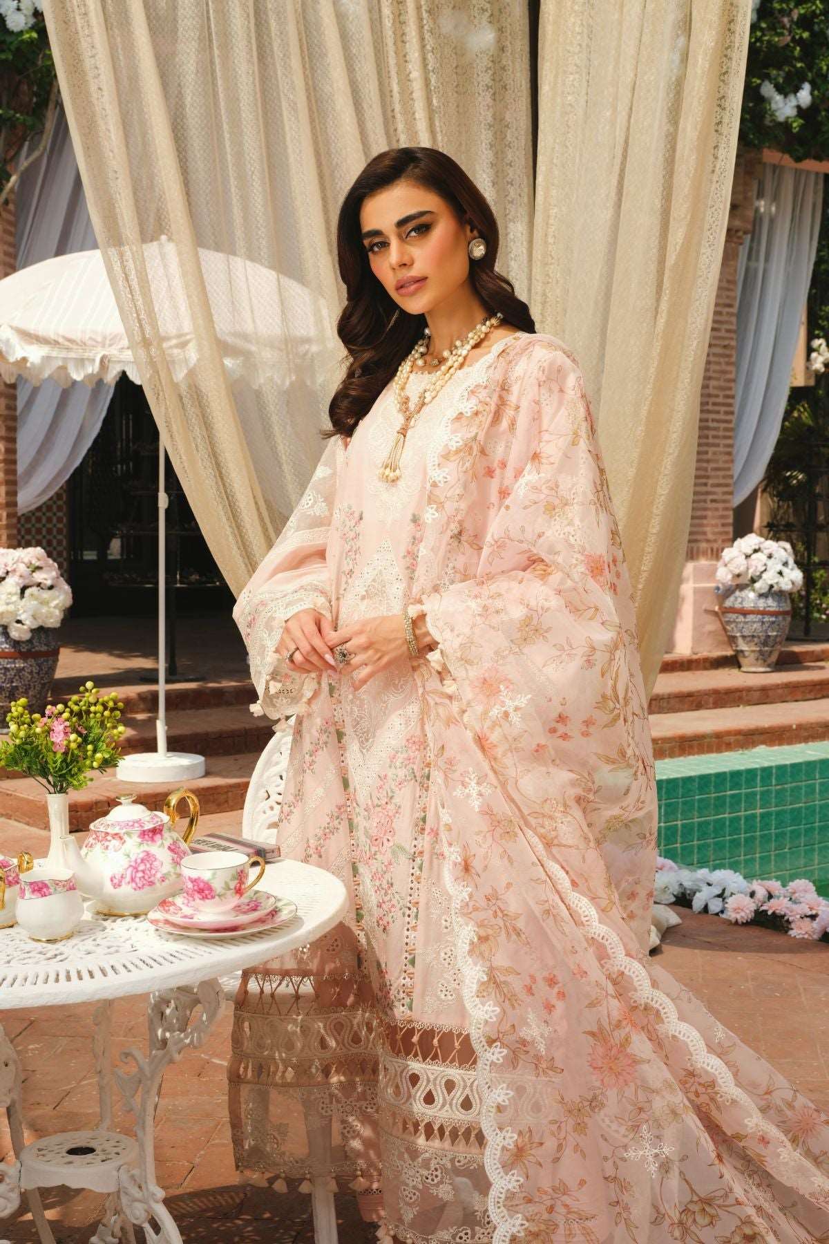 La Gardenia Paras By Pasha Unstitched 3 Piece Emb Lawn Collection'2024-PR1: Eden Rose