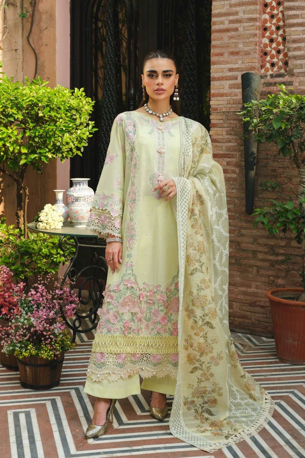 La Gardenia Paras By Pasha Unstitched 3 Piece Emb Lawn Collection'2024-PR4: Daffodil Dew