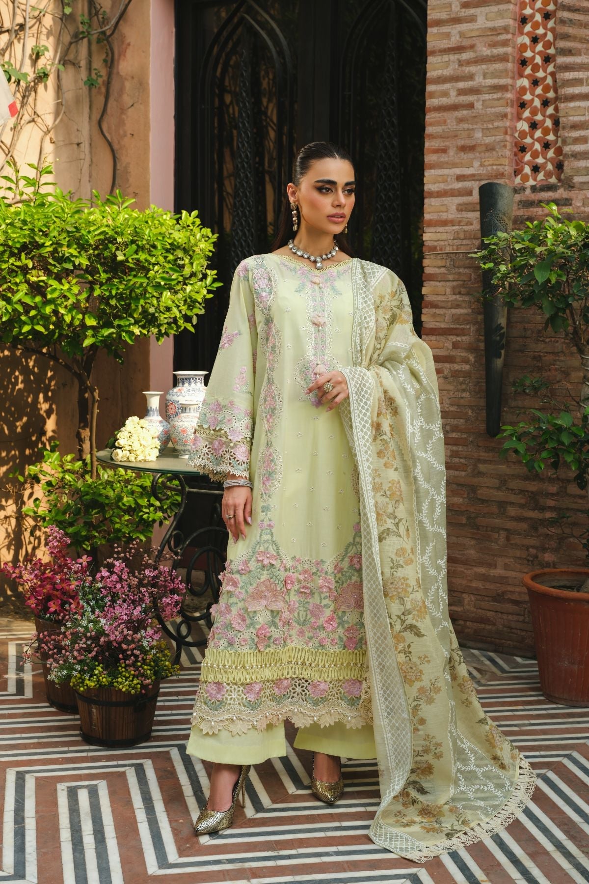 La Gardenia Paras By Pasha Unstitched 3 Piece Emb Lawn Collection'2024-PR4: Daffodil Dew