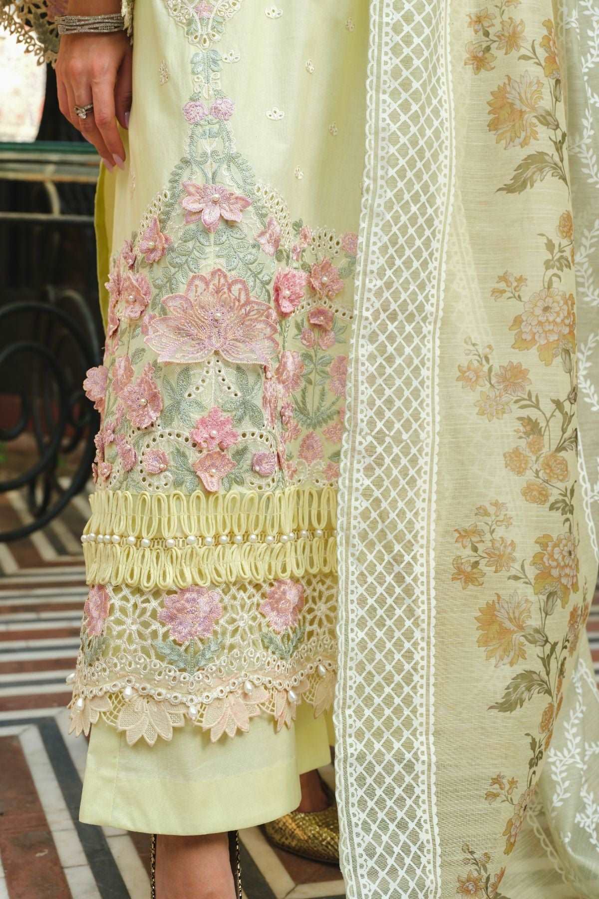 La Gardenia Paras By Pasha Unstitched 3 Piece Emb Lawn Collection'2024-PR4: Daffodil Dew