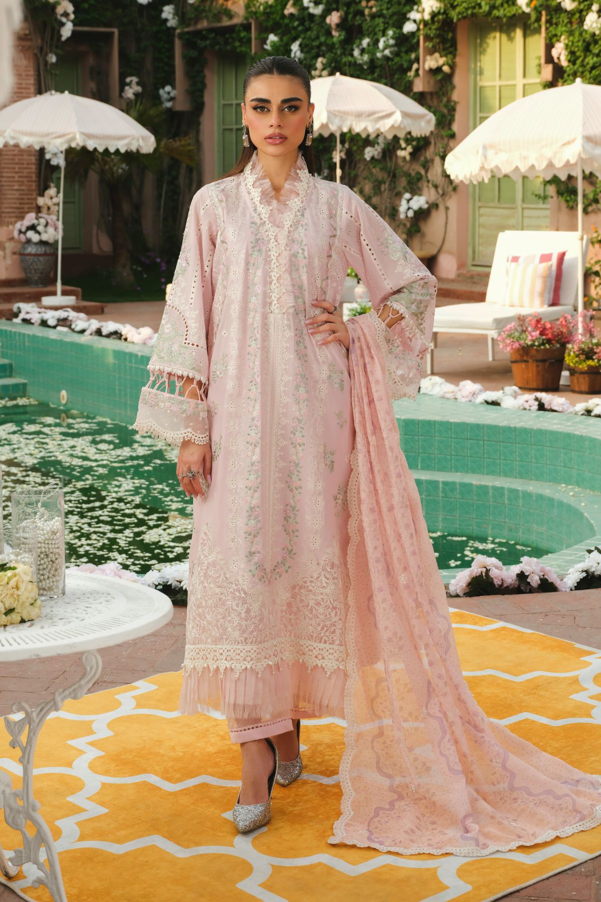 La Gardenia Paras By Pasha Unstitched 3 Piece Emb Lawn Collection'2024-PR7: Lotus Bloom