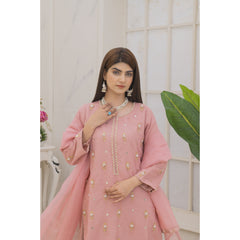 Zaib E Hoor Handmade Neckline Stitched 3-pc Suit