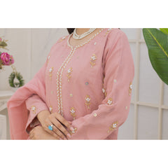 Zaib E Hoor Handmade Neckline Stitched 3-pc Suit