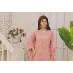 Zaib E Hoor Handmade Neckline Stitched 3-pc Suit