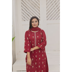 Zaib E Hoor Handmade Neckline Stitched 3-pc Suit