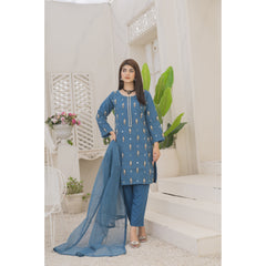 Zaib E Hoor Handmade Neckline Stitched 3-pc Suit