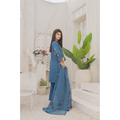 Zaib E Hoor Handmade Neckline Stitched 3-pc Suit