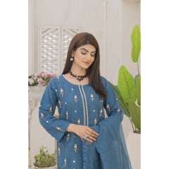 Zaib E Hoor Handmade Neckline Stitched 3-pc Suit