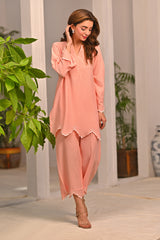 Dhaga Stitched 2 Piece Solids Crepe Summer Collection'2025-Carnation